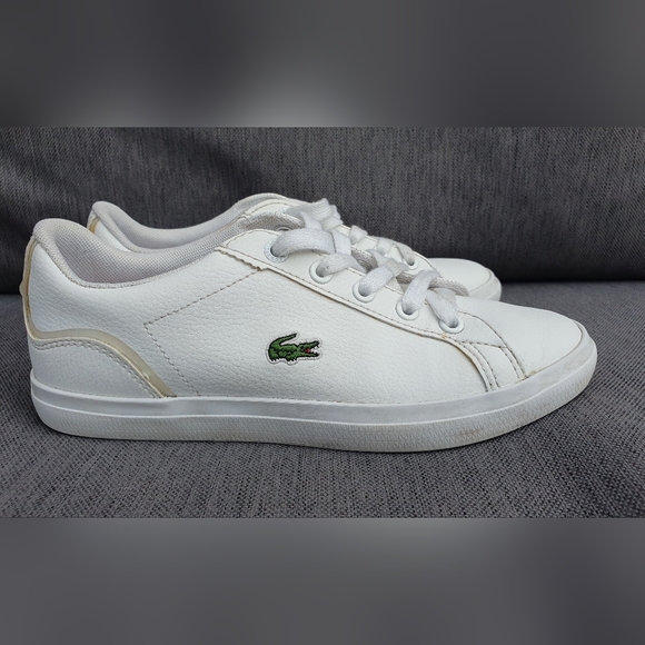 Lacoste Girls White Trainers Pink Detailing Vgc uk1 summer Sneakers - Picture 5 of 16